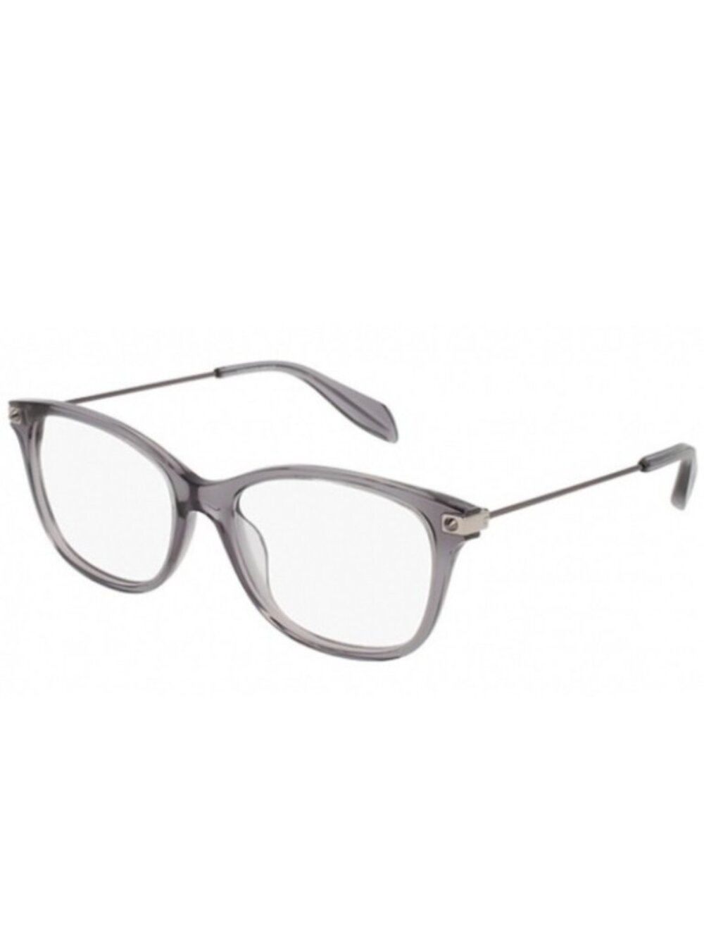 Alexander McQueen AM0094O 002 Shiny Transparent Grey Sunglasses 53mm